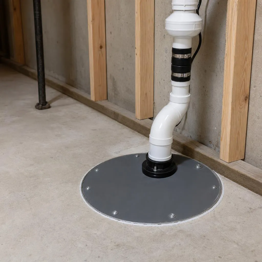 Sealed sump pit cover in a residential basement