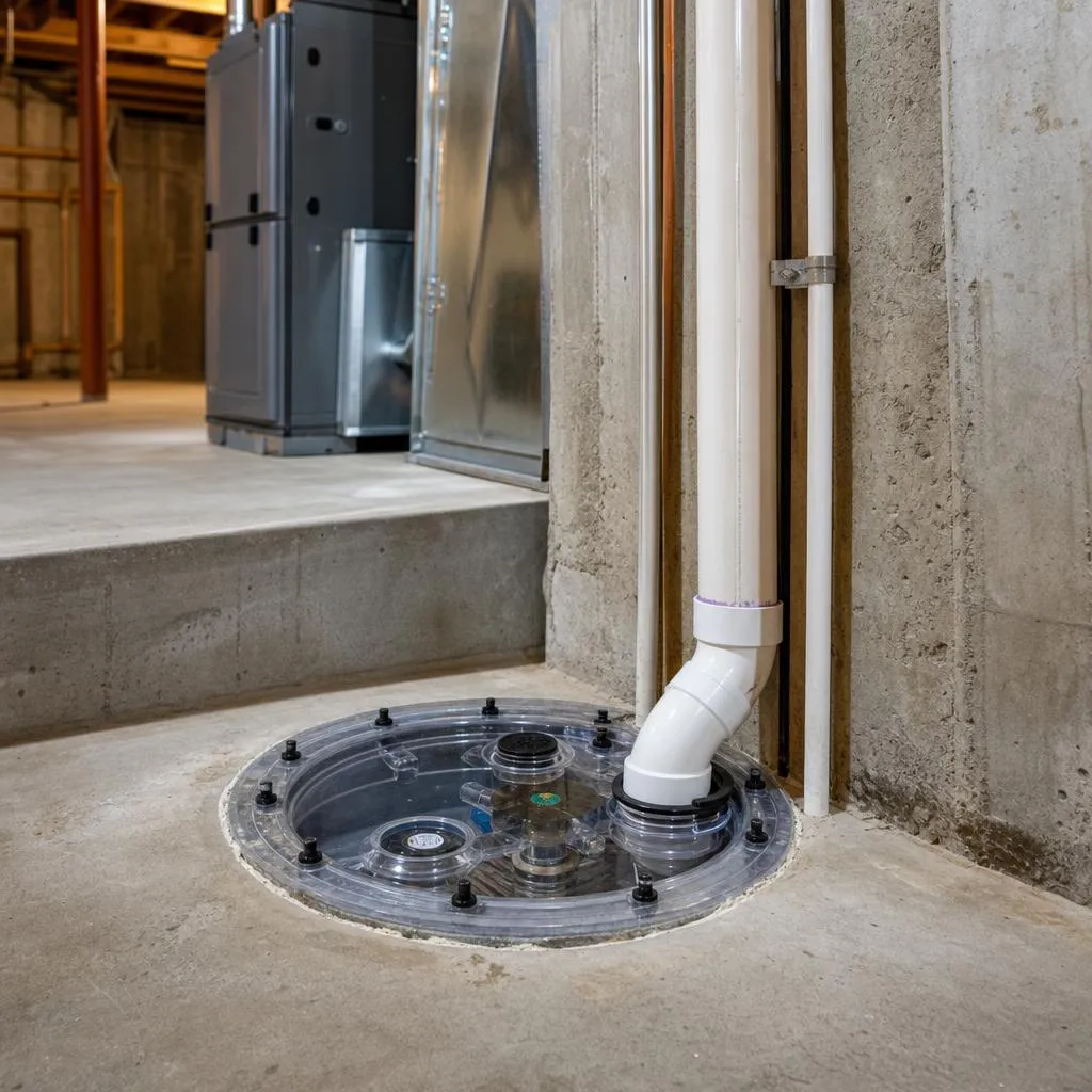 Sealed sump pit cover in a basement